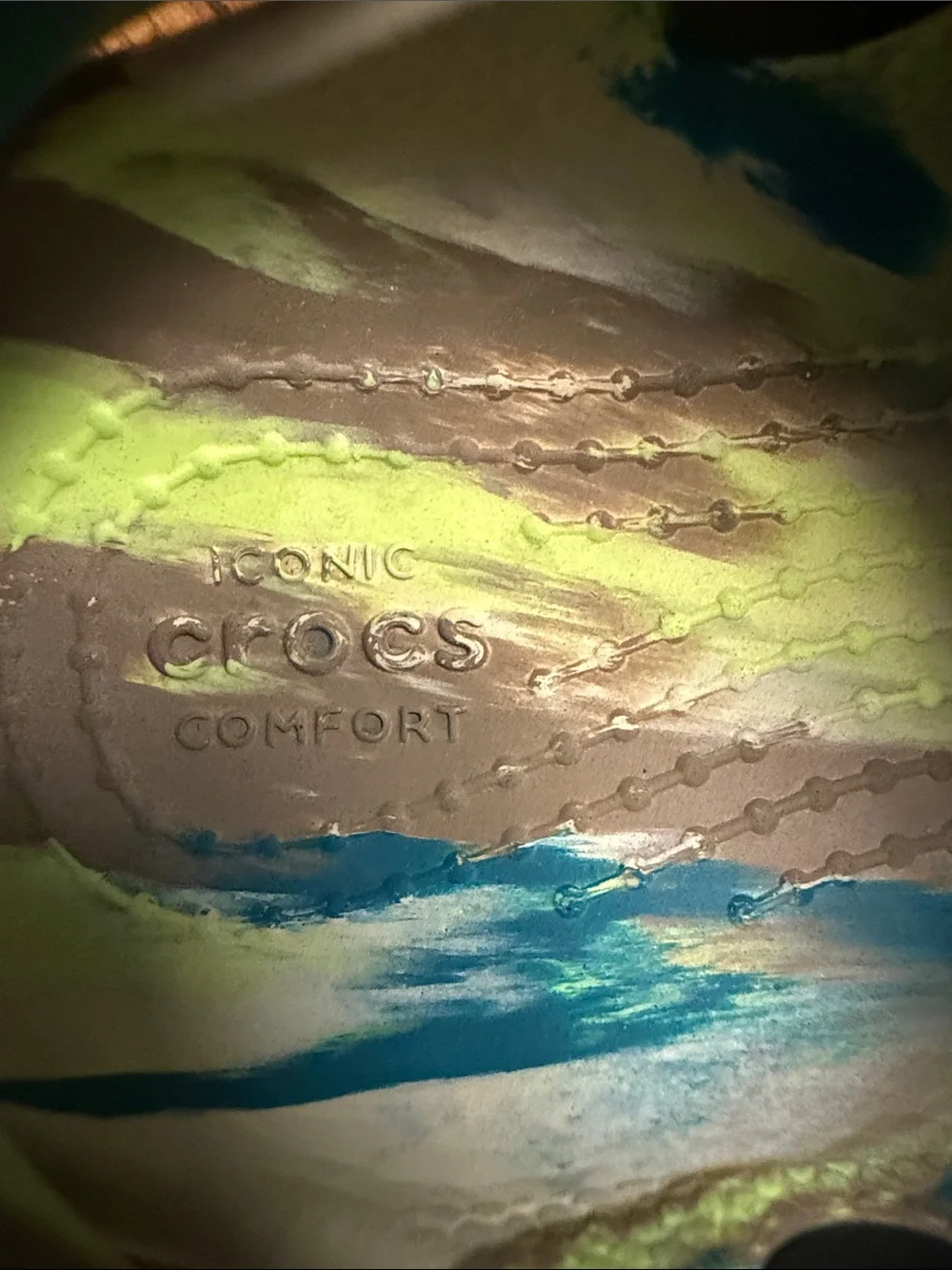 Crocs Kids Classic Marbled Clogs Marbled Teal Green Beige Shoes Size 7 Toddler